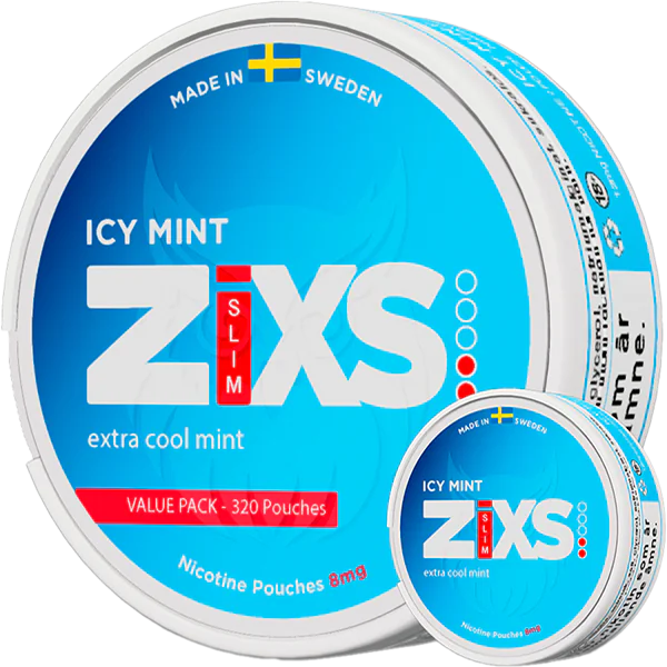 Buy ZiXS Icy Mint Jumbo Can 8mg Slim Nicotine Pouches